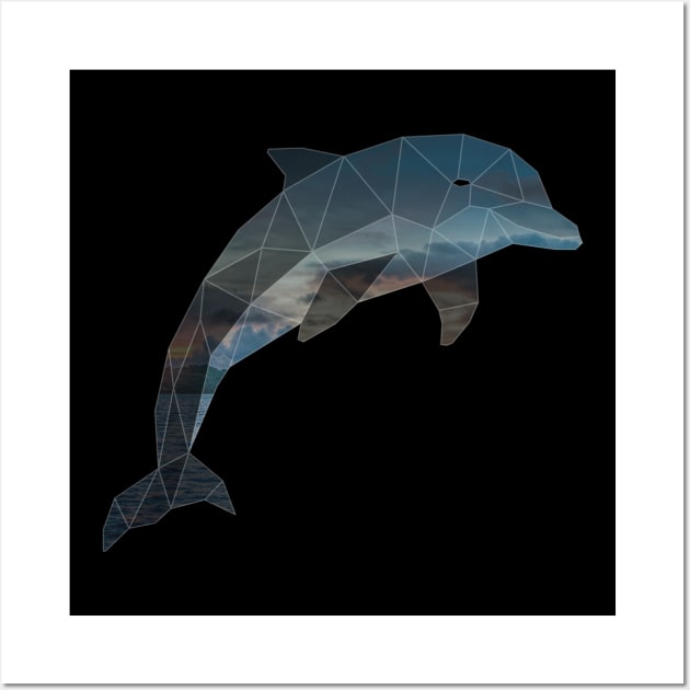 Dolphin Low Poly Double Exposure Art Wall Art by Jay Diloy